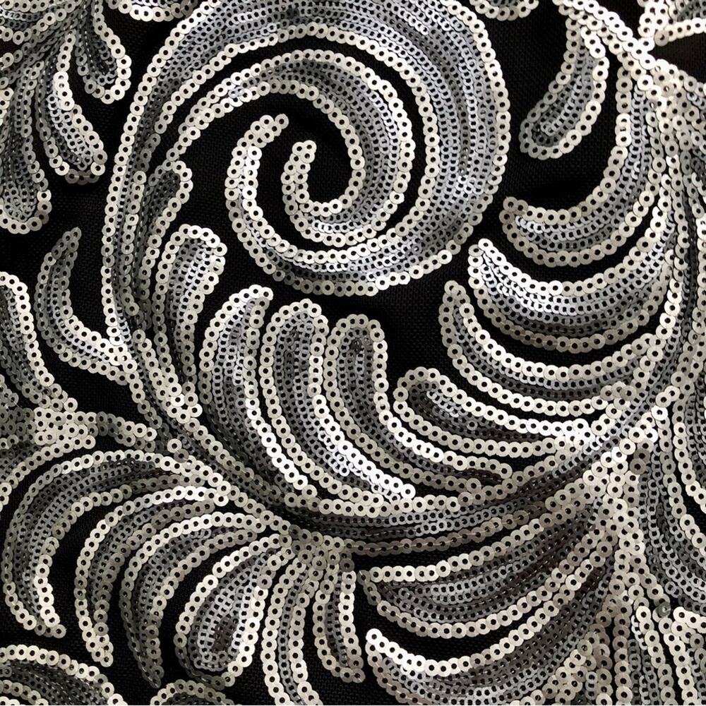 Laundry by Shelly Segal Cocktail Sequins Black Silver Dress Women’s Size 10 NWOT - Picture 4 of 11